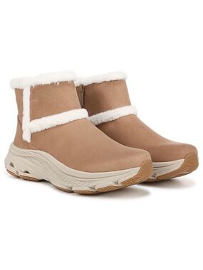 RYKA 8.5 Devotion Max Walnut Tan Faux Fur Lined Faux Suede Winter Ankle Boots